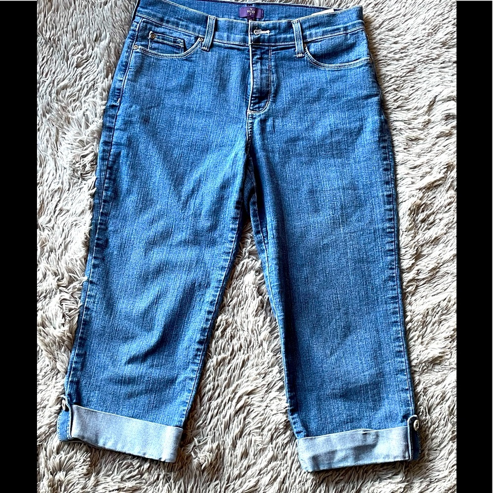 NYDJ blue crop jeans with cuffed bottom